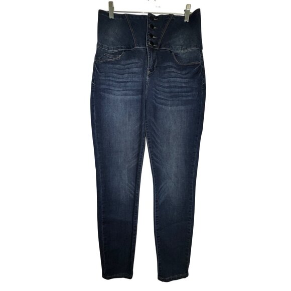 High-Waisted Fashion Nova Stretch Skinny Jeans With Button Fly & Fading Size 13 - Picture 1 of 6